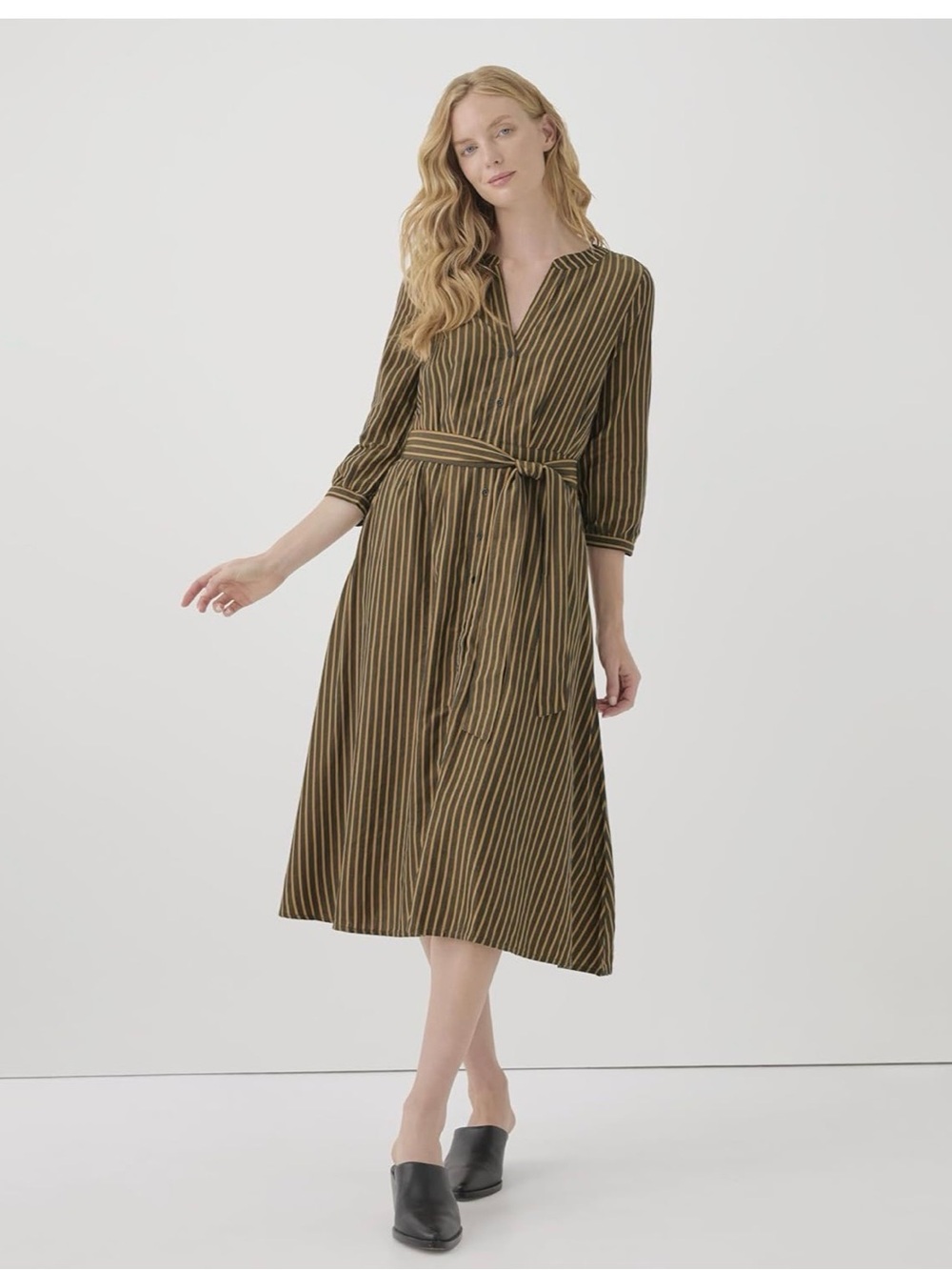 Pact Organic Cotton Women's Lightweight Sun Dress | Camel Bondi Stripe - Picture 1 of 7